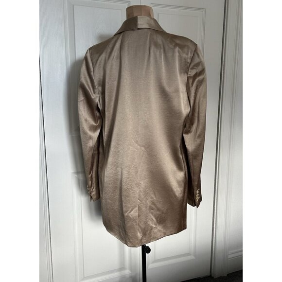 Madewell Satin Oversized Blazer Matchstick Beige Tan Sateen Jacket NN822 Size 4 - Picture 6 of 12
